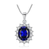 Elegant Oval Princess Sapphire Pendant Necklace With 100% 925 Sterling Silver For Women