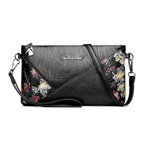 PU Leather Printed Flowers Cross-body Messenger Bag for Women