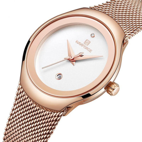 Stainless Steel Waterproof Wristwatch For Women With Matching Fashion Dress Quartz