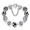 Authentic 925 Enamel Silver Crystal Bracelet For Women