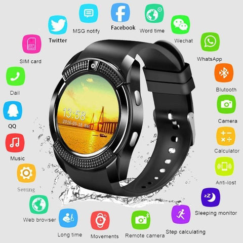 Support Sim TF Card Phone Call Push Message Camera & Bluetooth Sport Smart watch