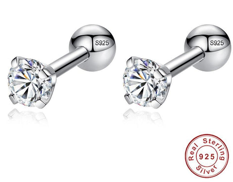 Small Round CZ Zircon 925 Sterling Silver Earrings For Women