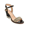 Chunky Heel Solid Footwear For Women With High Heel Bling Crystal Sandals