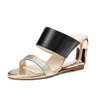 Genuine Leather High Heels New Summer Fashion Women Mules Wedge Shoes