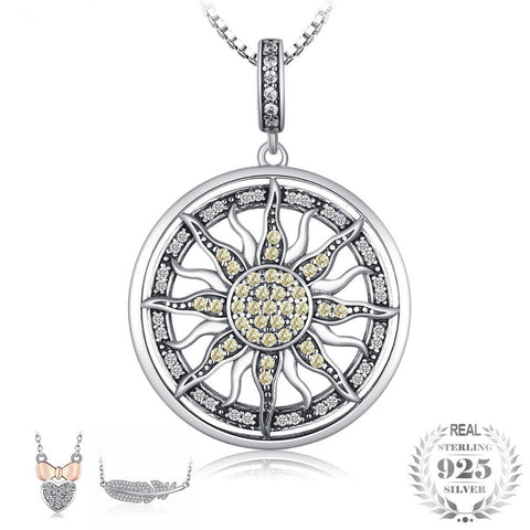 Sun Pendant Necklace Charm For Women With 925 Sterling Silver