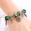 925 Sterling Silver Tree of Life Green Leaf Floral Crystal Charms Bracelet For Women