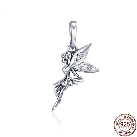 Flower Fairy Dangle Pendant Charms With Authentic 925 Sterling Silver Jewelry For Women