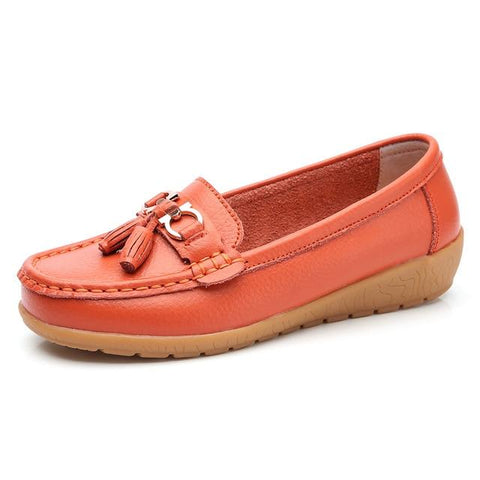New Soft Leather Metallic Loafers Shoes For Women