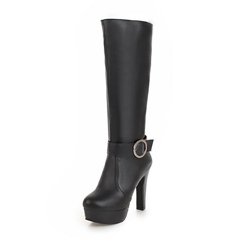 Long High Heels Boot Fashion Platform Shoes For Women With Round Boots