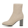 High Heels Sock Boot With Square Toe Footwear For Woman