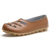 Cut-out Slip Design Casual Loafers Leather Shoes Ballet Footwear For Woman