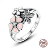 Pink Daisy Flower 925 Sterling Silver Classic Fashion Ring