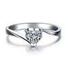 Heart Shaped Simulated CZ 925 Sterling Silver Solitaire Engagement Wedding Band Ring