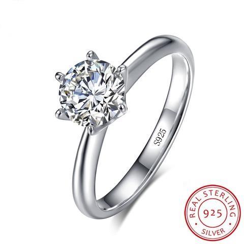 925 Sterling Silver 1.5 Carat Simulated CZ Wedding Anniversary Solitaire Ring
