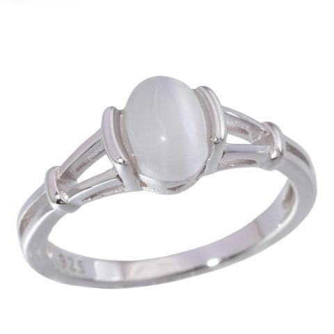 Lab White Opal 925 Sterling Silver Wedding Ring for Women