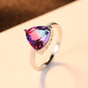925 Sterling Silver Simulated Rainbow CZ Wedding Anniversary Ring