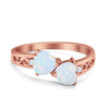 925 Sterling Silver Lab White Opal Heart Filigree Round CZ Engagement Ring