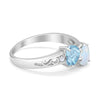 925 Sterling Silver Lab White Opal Heart Filigree Round CZ Engagement Ring