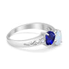 925 Sterling Silver Lab White Opal Heart Filigree Round CZ Engagement Ring