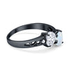 925 Sterling Silver Lab White Opal Heart Filigree Round CZ Engagement Ring