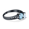 925 Sterling Silver Lab White Opal Heart Filigree Round CZ Engagement Ring