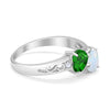 925 Sterling Silver Lab White Opal Heart Filigree Round CZ Engagement Ring