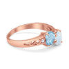 925 Sterling Silver Lab White Opal Heart Filigree Round CZ Engagement Ring