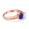 925 Sterling Silver Lab White Opal Heart Filigree Round CZ Engagement Ring