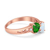 925 Sterling Silver Lab White Opal Heart Filigree Round CZ Engagement Ring