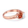 925 Sterling Silver Lab White Opal Heart Filigree Round CZ Engagement Ring