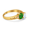 925 Sterling Silver Lab White Opal Heart Filigree Round CZ Engagement Ring