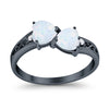 925 Sterling Silver Lab White Opal Heart Filigree Round CZ Engagement Ring
