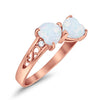 925 Sterling Silver Lab White Opal Heart Filigree Round CZ Engagement Ring