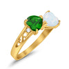 925 Sterling Silver Lab White Opal Heart Filigree Round CZ Engagement Ring
