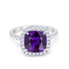 925 Sterling Silver Halo Art Deco Cushion Cut CZ Wedding Engagement Ring