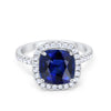 925 Sterling Silver Halo Art Deco Cushion Cut CZ Wedding Engagement Ring