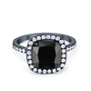 925 Sterling Silver Halo Art Deco Cushion Cut CZ Wedding Engagement Ring