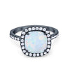 925 Sterling Silver Halo Art Deco Cushion Cut CZ Wedding Engagement Ring