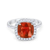 925 Sterling Silver Halo Art Deco Cushion Cut CZ Wedding Engagement Ring