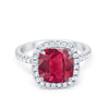 925 Sterling Silver Halo Art Deco Cushion Cut CZ Wedding Engagement Ring