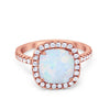 925 Sterling Silver Halo Art Deco Cushion Cut CZ Wedding Engagement Ring