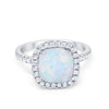 925 Sterling Silver Halo Art Deco Cushion Cut CZ Wedding Engagement Ring