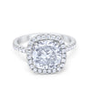 925 Sterling Silver Halo Art Deco Cushion Cut CZ Wedding Engagement Ring