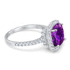 925 Sterling Silver Halo Art Deco Cushion Cut CZ Wedding Engagement Ring
