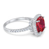 925 Sterling Silver Halo Art Deco Cushion Cut CZ Wedding Engagement Ring