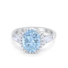 925 Sterling Silver CZ Baguette Halo Art Deco Oval Wedding Engagement Ring