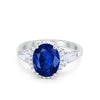 925 Sterling Silver CZ Baguette Halo Art Deco Oval Wedding Engagement Ring