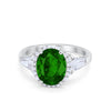 925 Sterling Silver CZ Baguette Halo Art Deco Oval Wedding Engagement Ring