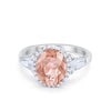 925 Sterling Silver CZ Baguette Halo Art Deco Oval Wedding Engagement Ring