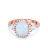 925 Sterling Silver CZ Baguette Halo Art Deco Oval Wedding Engagement Ring